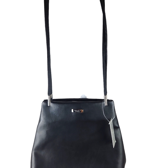 Nine West Handbags - Nine West, black double strap shoulder bag, many compartments, and snap closure.
